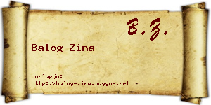 Balog Zina névjegykártya
