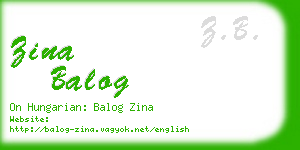 zina balog business card